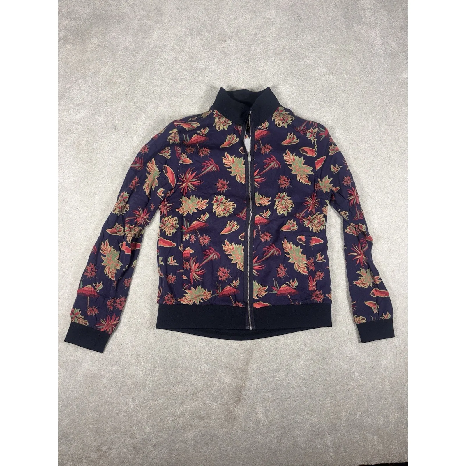 Scotch And Soda Floral Printed Satin Finish Bomber Jacket Size L - Image 3
