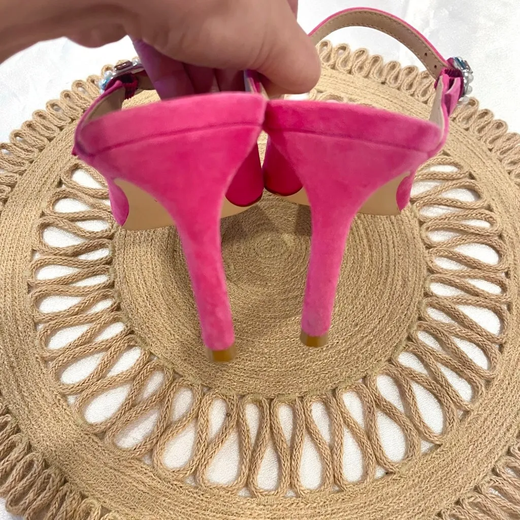 Stuart Weitzman Dazzle 75 Mule Heel Pink Suede Size 7.5 - Image 10