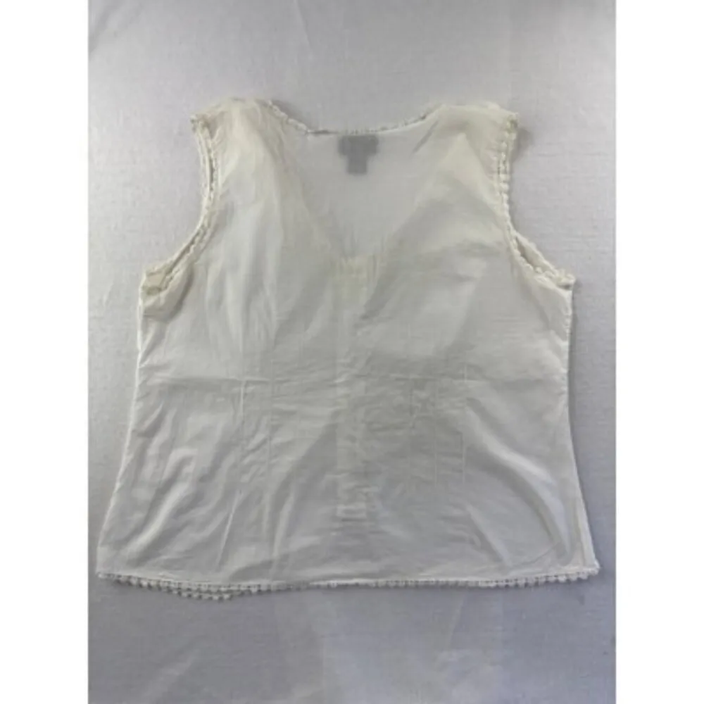 Avenue White Sleeveless Cotton Blouse Size 14/16 - Image 3