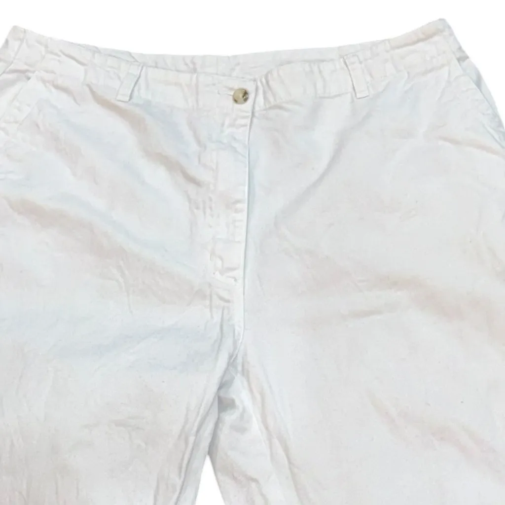 L.L. Bean White‎ Cotton Twill Flat Front Cropped Pants Size 18 Regular White - Image 2