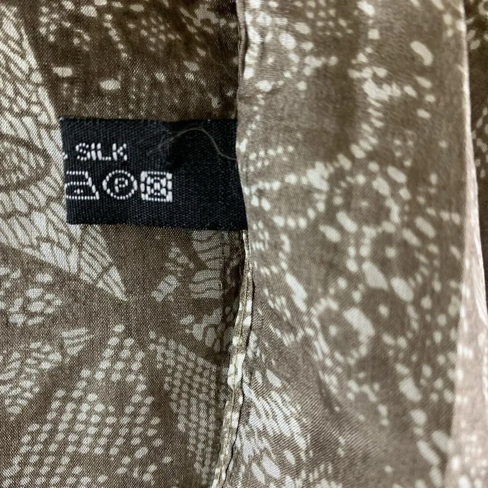 Brown Silk Floral Pattern‎ Lightweight Scarf Wrap Shawl Elegant Versatile 45x70 - Image 4