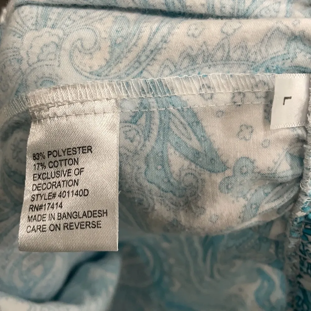 Miss Elaine Women Paisley Button Up Pajama Set LG Blue - Image 5