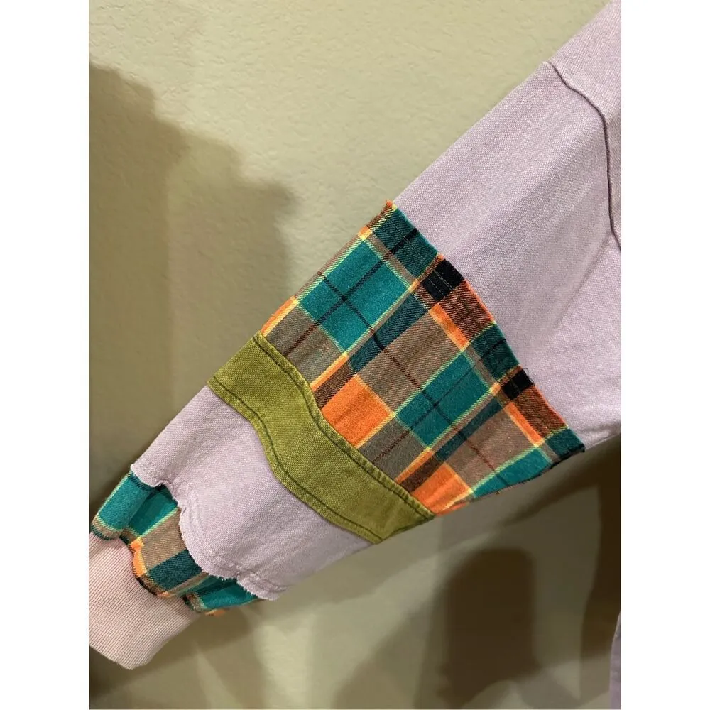 easel Size S (Oversized)  Los Angeles Button Front Color Mixed Washed Top in Oat - Image 5