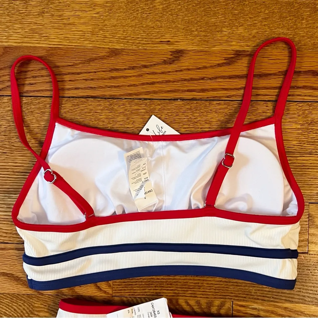 Cupshe Red, White & Blue Bralette High Waisted Bikini NEW Size Small/XS - Image 6