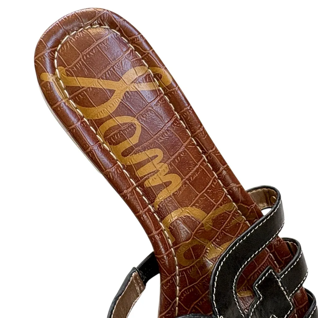 EUC Sam Edelman Leather Bay Slide Sandals Black Size 8.5 - Image 3