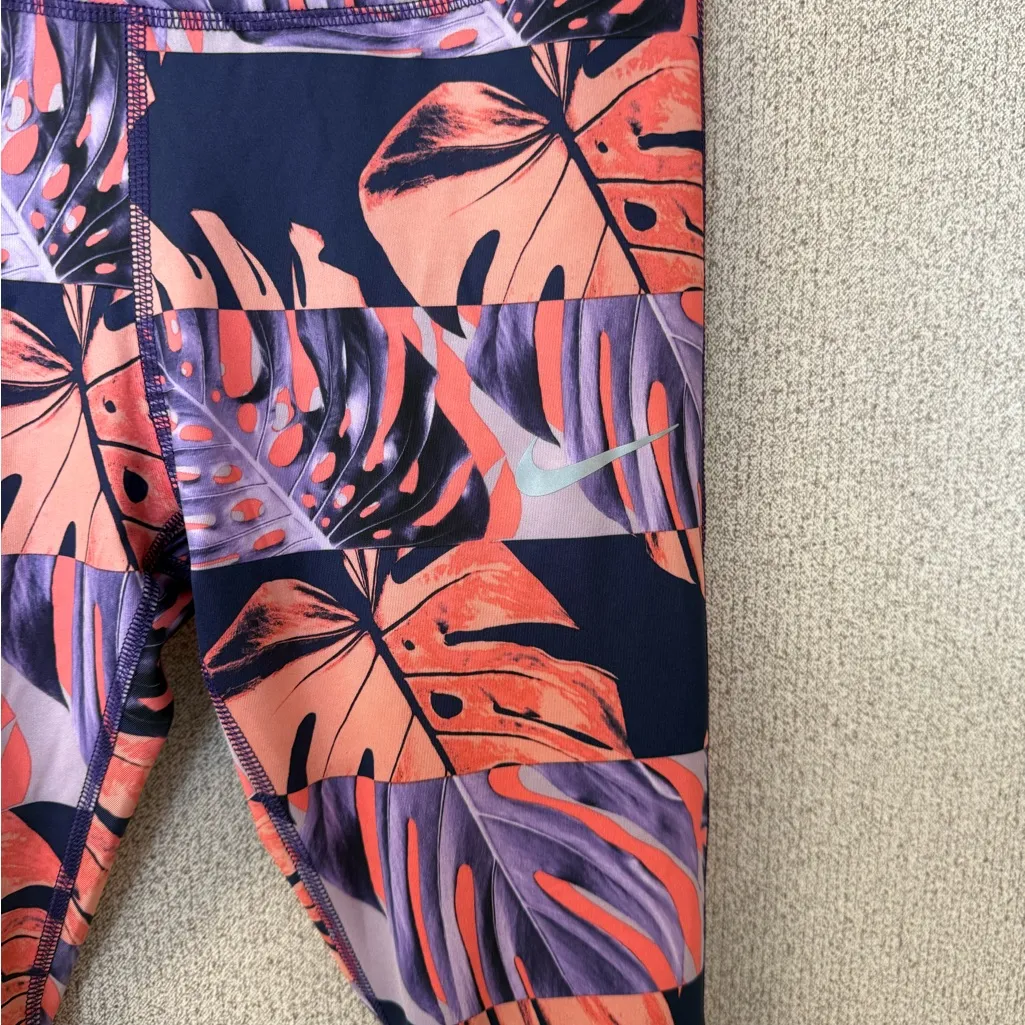 Nike Dri-Fit Womens Small Fast Crop Runway Floral High Rise‎ Drawstring leggings - Image 2