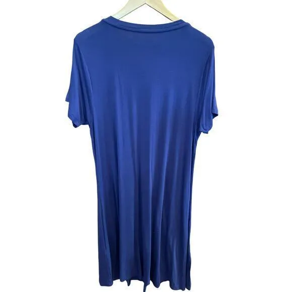 Soft Surroundings Royal Blue Jersey Short‎ Sleeve Pleated Scoop Neck Dress 1X - Image 6