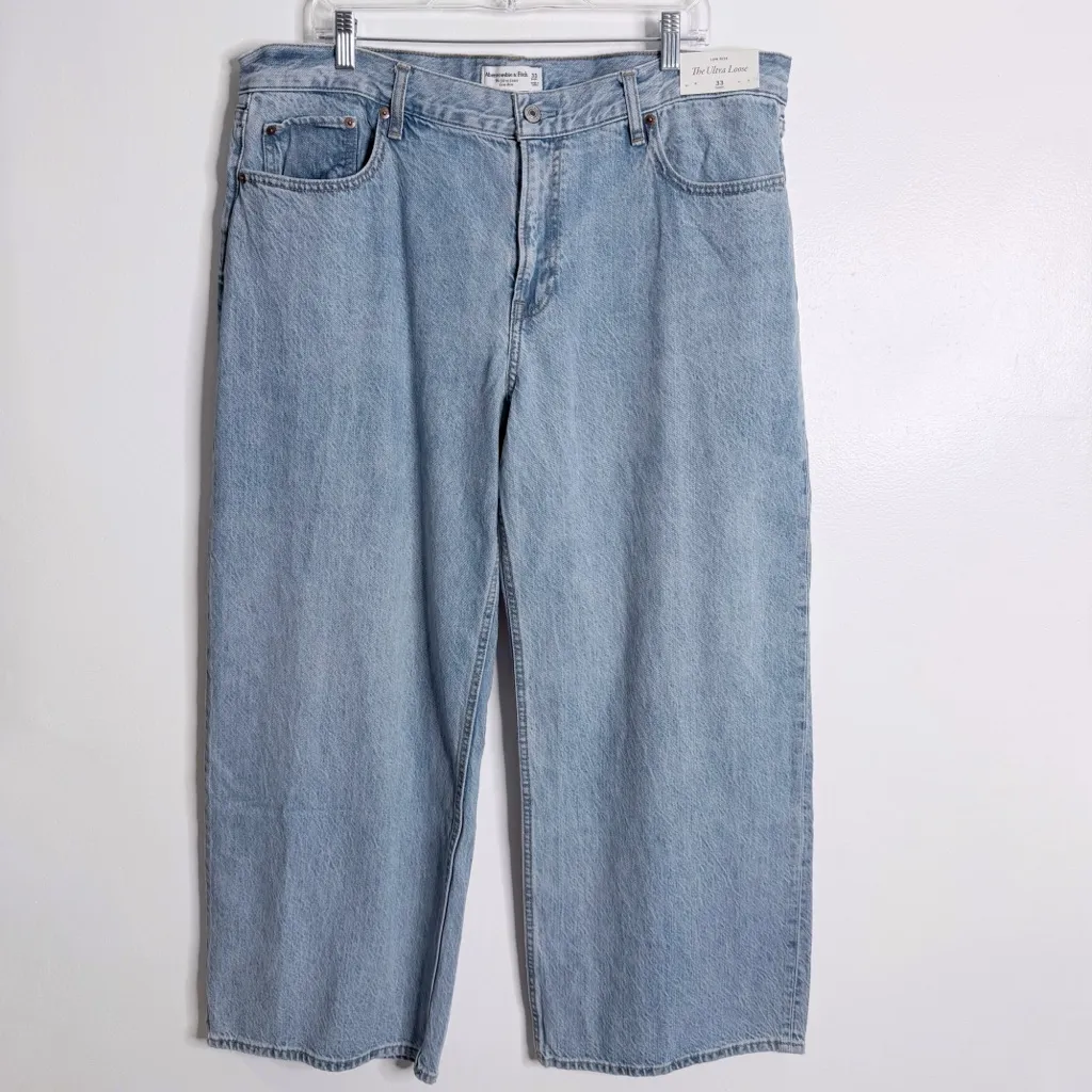 NWT Abercrombie & Fitch The Ultra Loose Low Rise Size 33 Short Drapey Rigid - Image 2