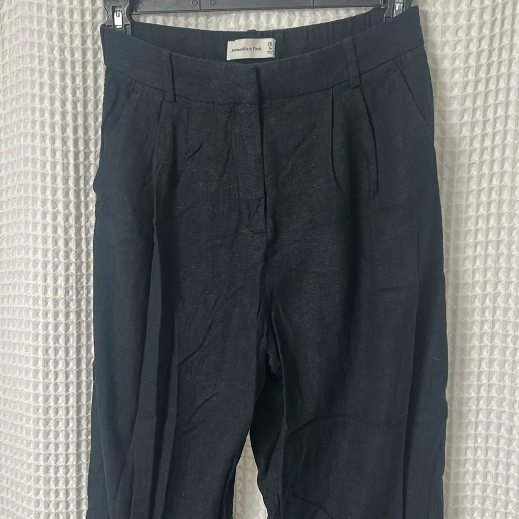 Abercrombie & Fitch Linen Blend Trouser Black Pants Size 28/6 - Image 4