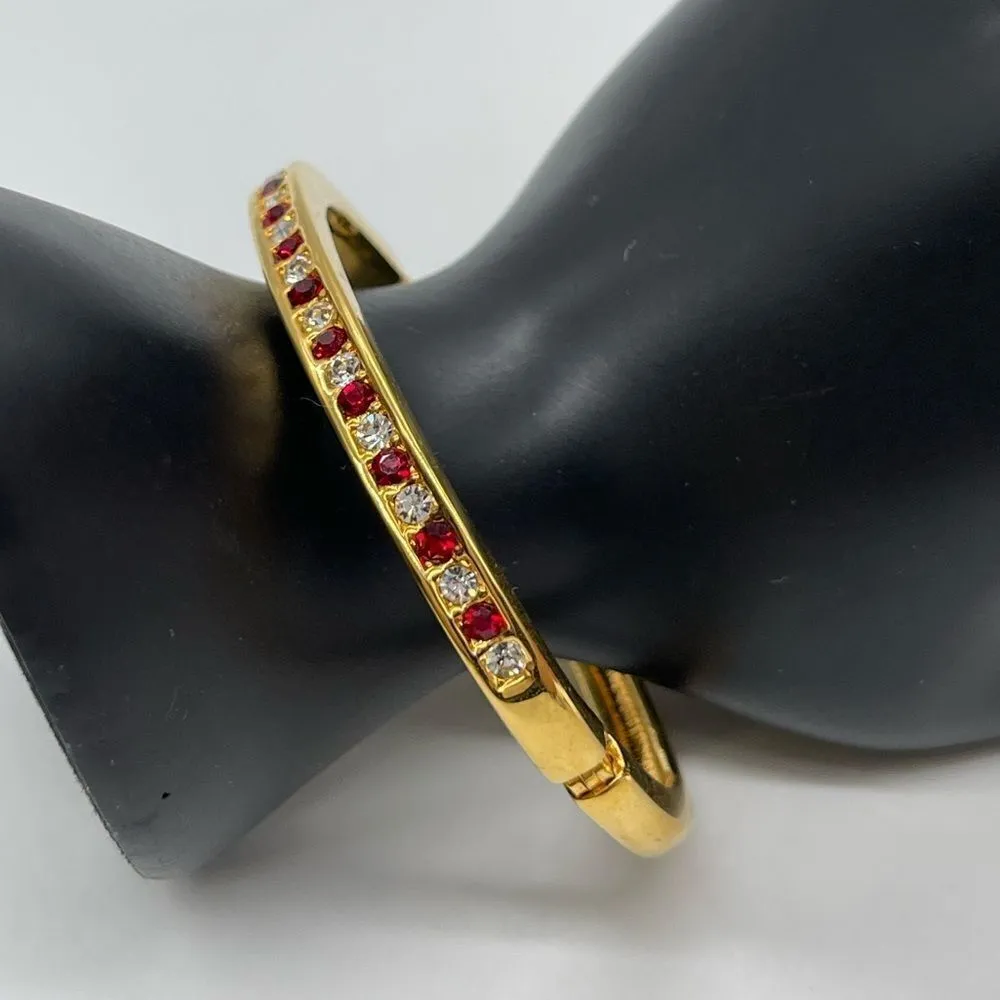 Bangle Bracelet with Crystal Accent in Gold Tone - Image 3