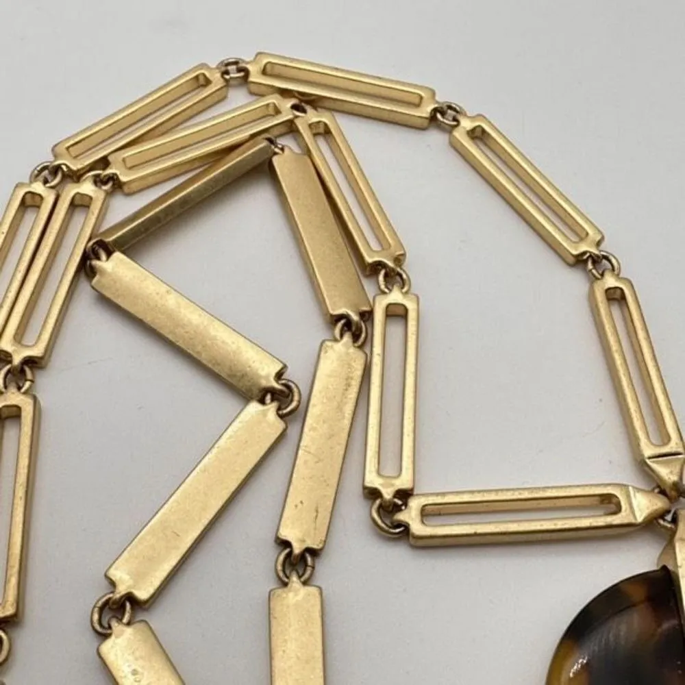 Stella & Dot Jaya Tortoiseshell Necklace Gold Paper clip‎ chain career statement - Image 6