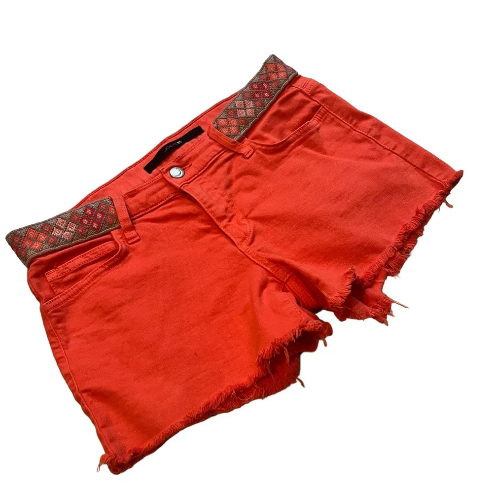 Joe's Jeans "Ibiza" Coral Pink Embroidered Cut Off Shorts - Image 4