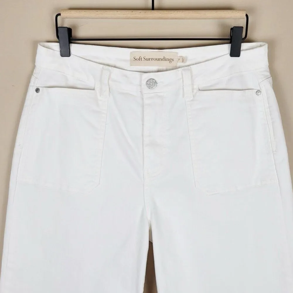 Soft Surroundings Cropped Wide Leg Jeans Stretch Patch Pockets White Size 18W - Image 4