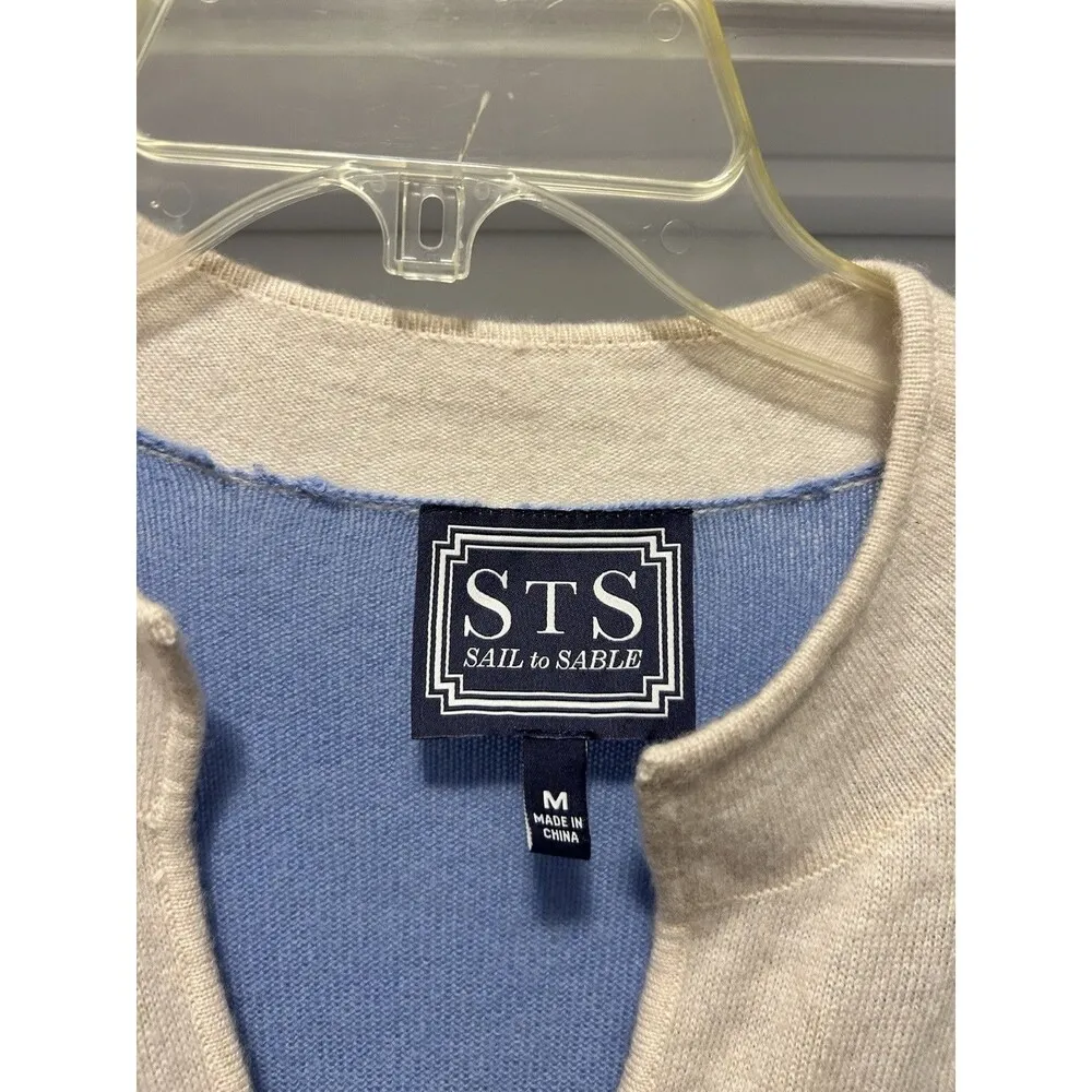 STS SAIL TO SABLE Blue White Cashmere Wool Sweater Tunic Top Nautical Medium - Image 2