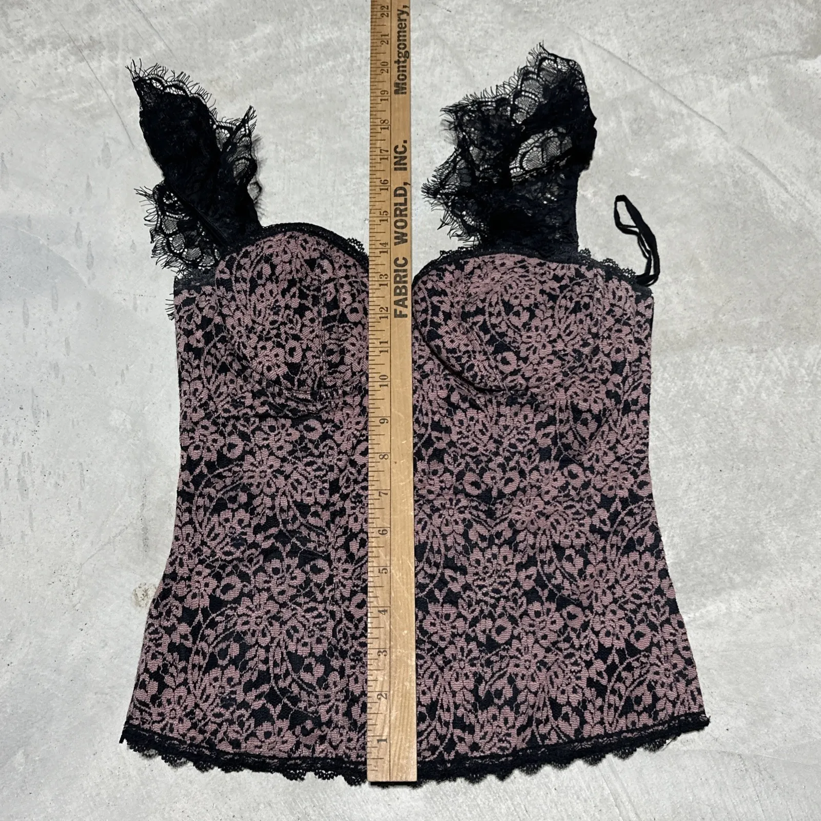 Frederick's Of Hollywood Lace Underwire Corset Pink Black SZ Small 8071 Lingerie - Image 5