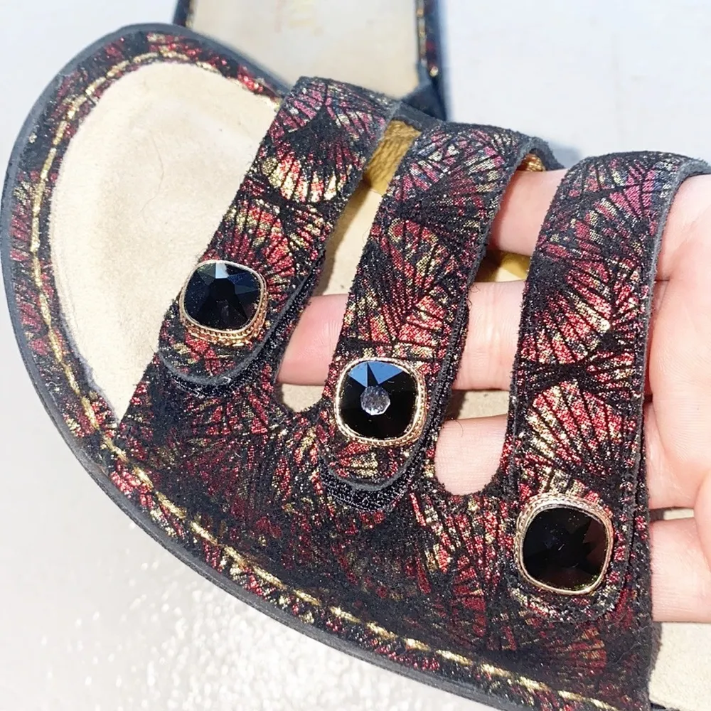 Alegria Kacee Drama Red Black Three Strap Sandals - Image 4