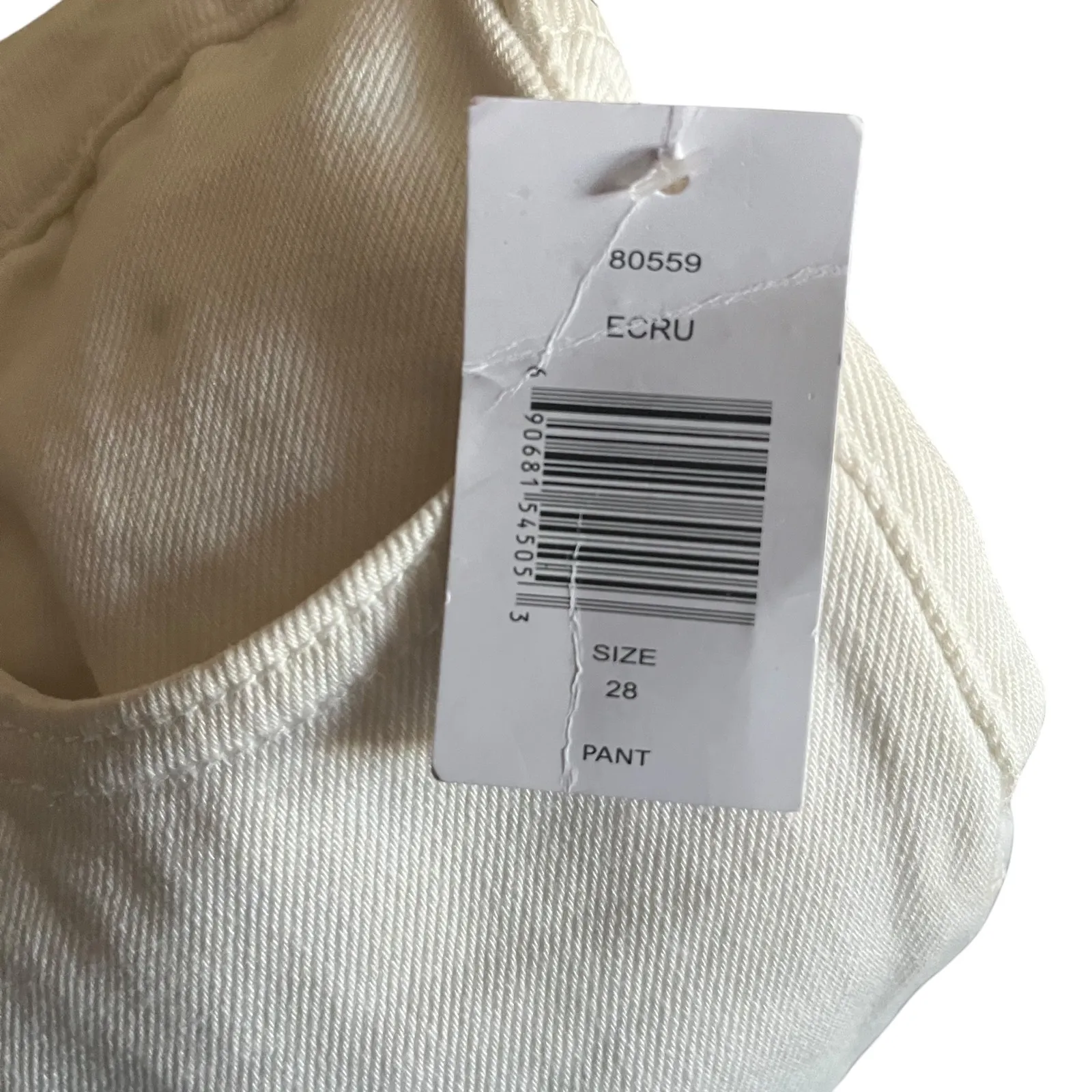 Avec Les Filles NWT High Rise Cropped Straight Leg Jeans Color Ecru Size 28 - Image 7