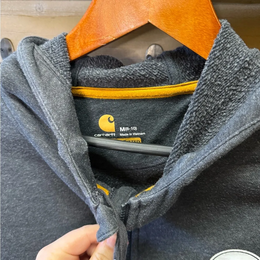 Carhartt Dark Gray Zip Up Hoodie - Image 3