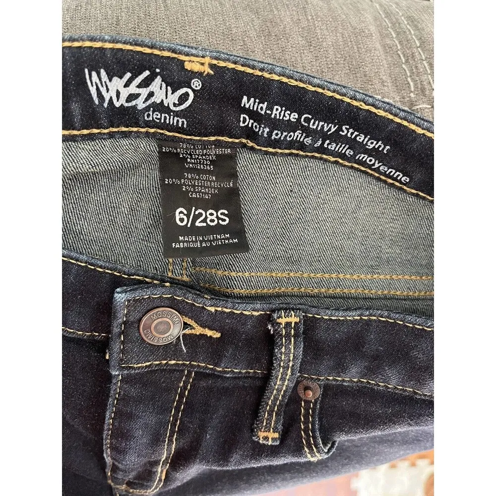 Mossimo Mid Rise Curvy Straight Stretch Denim Mid Rise Jeans Size 28 Short Blue - Image 5