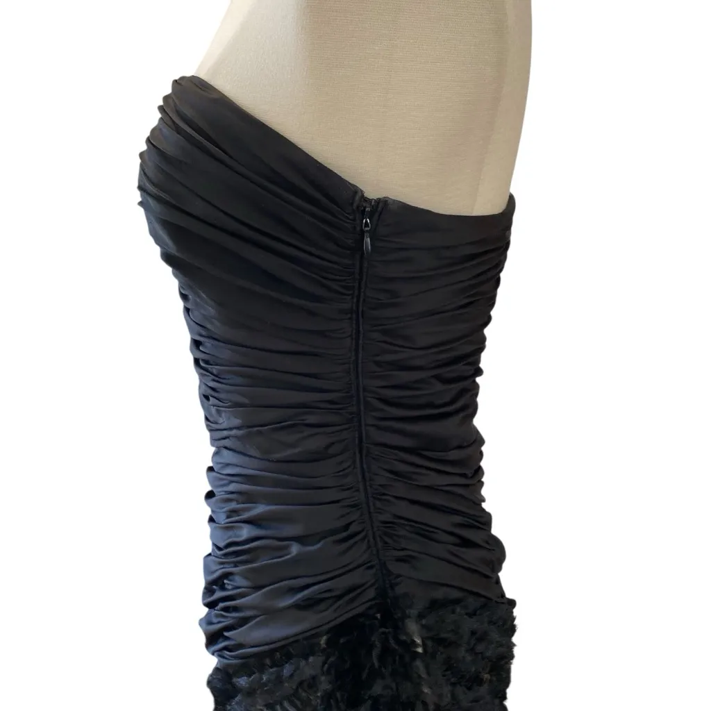 VTG Adrianna Papell Evening Black Ruched Strapless Dress with Ruffle Hem Size 8 - Image 6