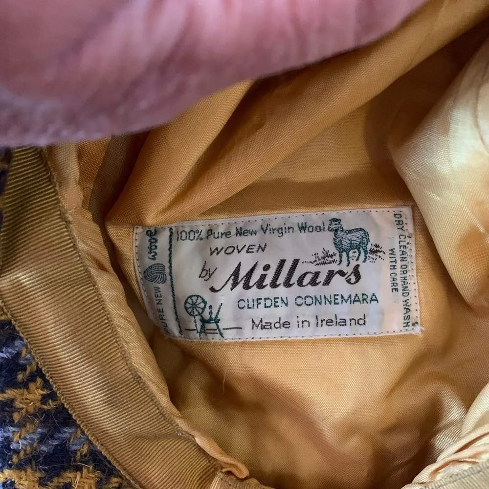 Vintage Millars Ireland 100% New Wool Patchwork Tweed Newsboy Cabbie Cap Hat EUC - Image 4