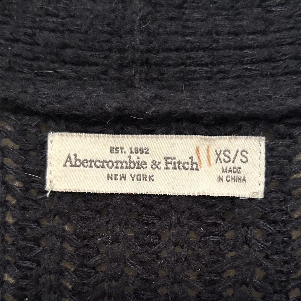 Abercrombie & Fitch Dark Blue Long Knit Boyfriend Cardigan Sweater Size Small - Image 2