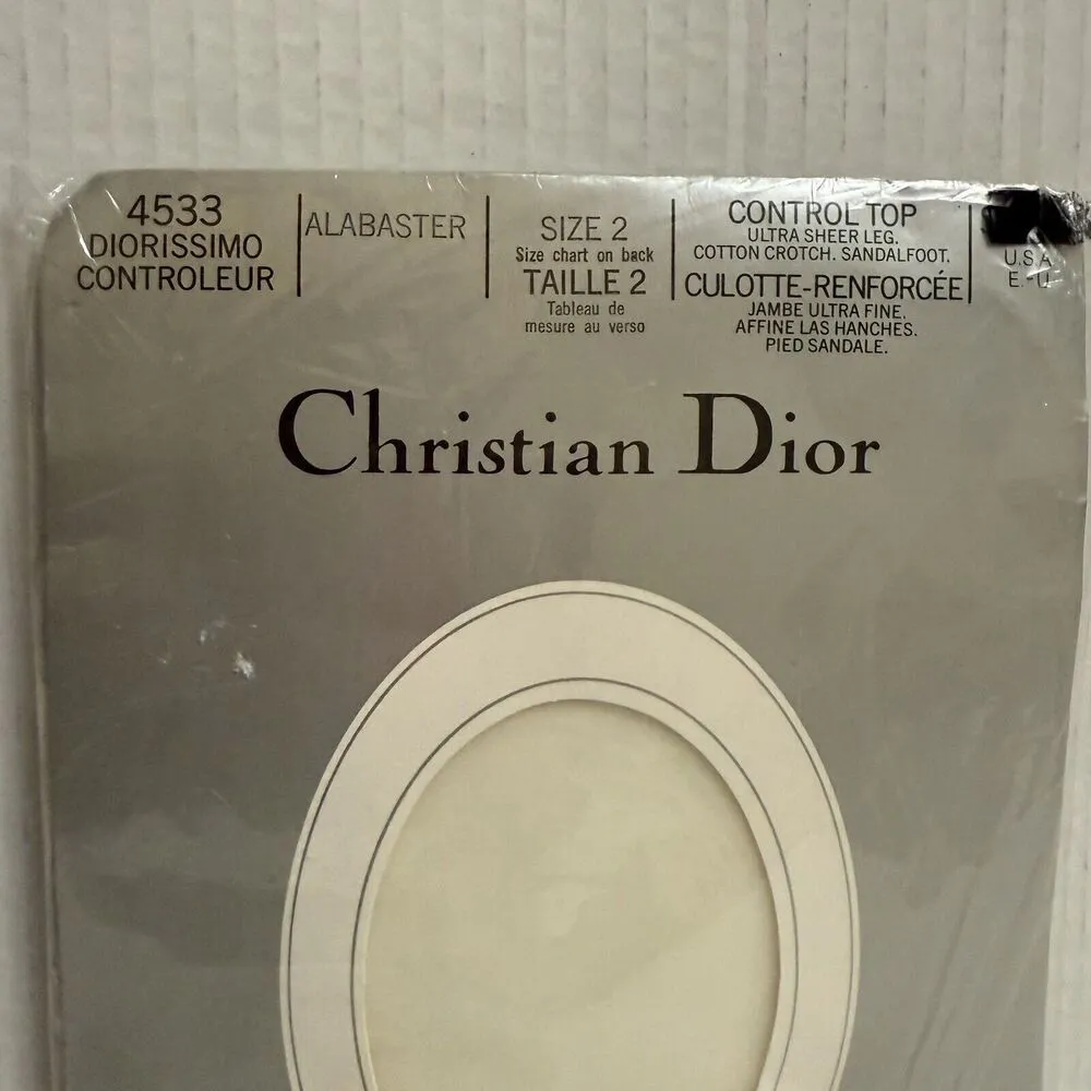 Vintage Christian Dior Pantyhose Alabaster Size‎ 2 Diorissimo Control Top 4533 - Image 4