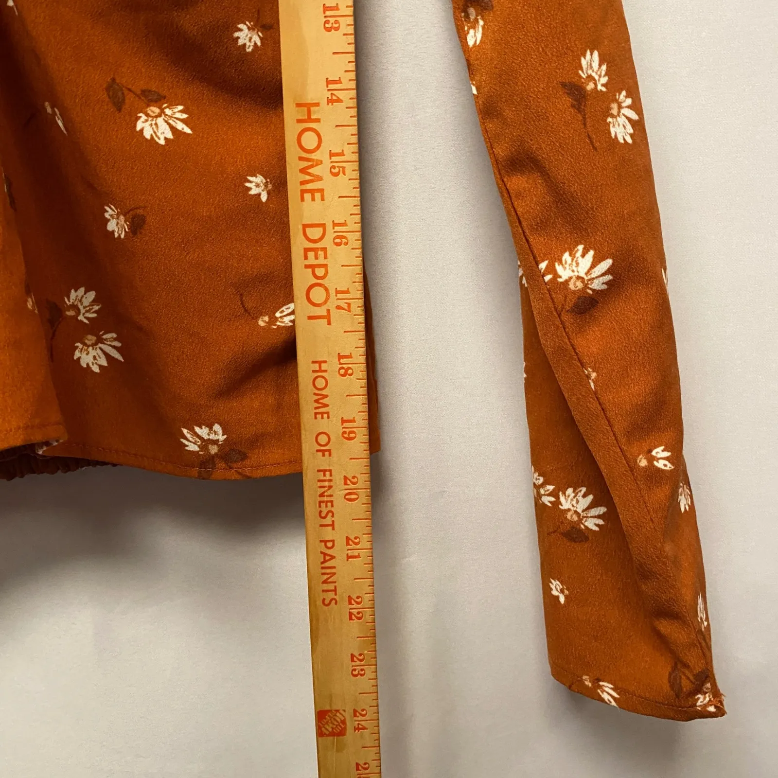 Abercrombie Fitch Rust Floral Twist Front Smocked Waist Babydoll Blouse Top Sz S - Image 8