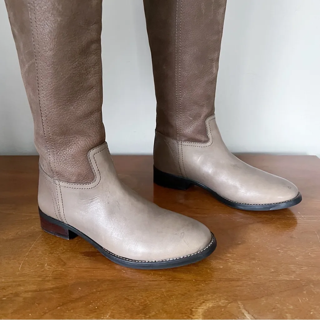 Tory Burch • Simone Over-the-Knee Boots leather Weathered Brown taupe grey - Image 10