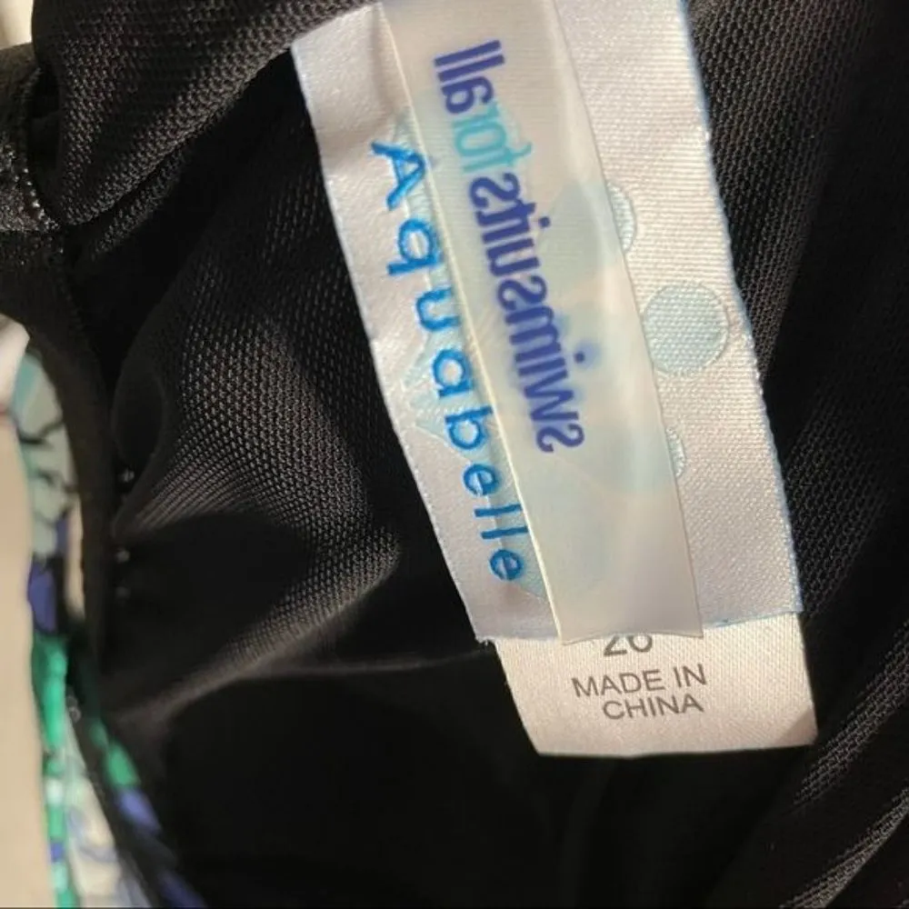 Nwt aquabelle tankini top tropical floral plus size bathing suit swimwear 26 swi Green - Image 6