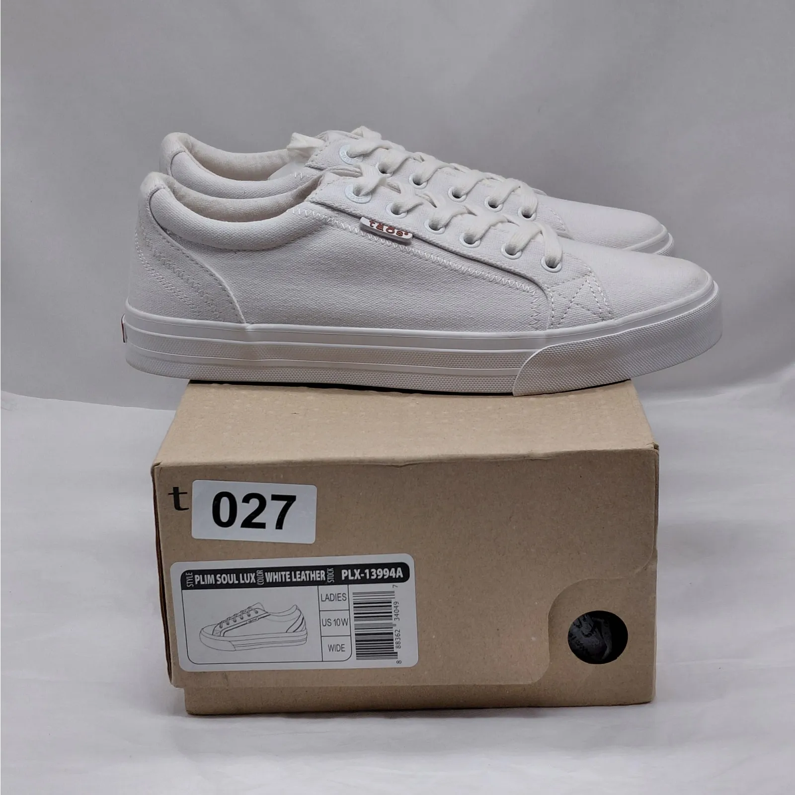 Taos Plim Soul Womens Canvas Sneaker Size 10W White Lace Up Casual Shoes Comfort - Image 1