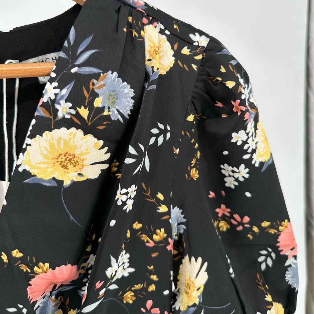 FRNCH The Amaria Floral Dress in Black Floral size Small Short Puff Sleeves NWT - Image 10
