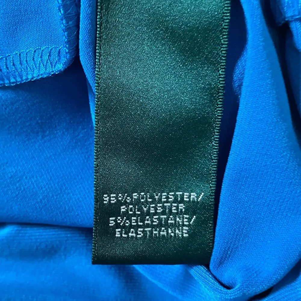 Lauren Ralph Lauren Blue Short Sleeve Drape Neck Dress Cap Sleeves Size 4 Casual - Image 9