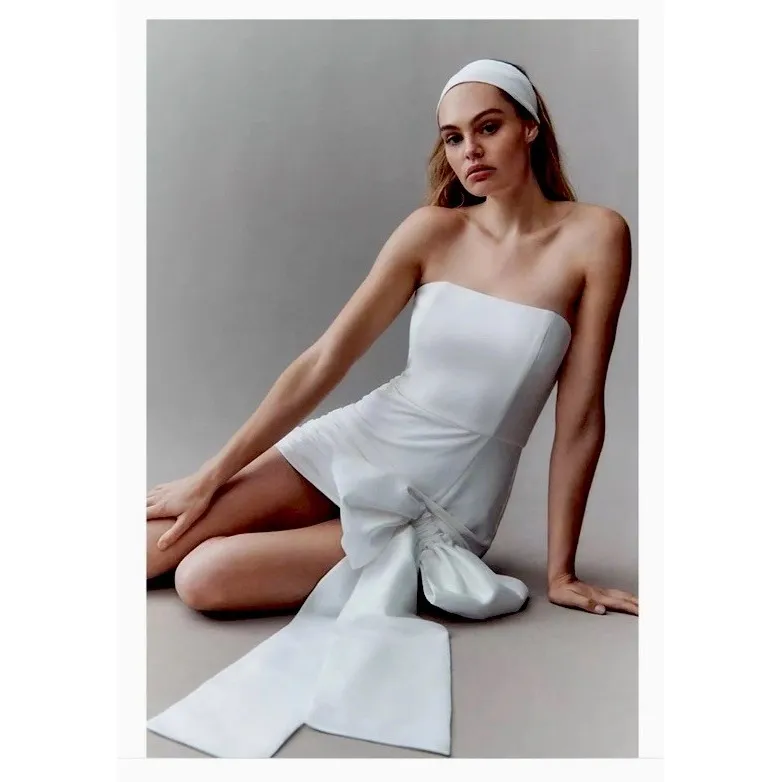 ANTHROPOLOGIE x Hutch Strapless Big Bow Mini Dress Bridal Bachelorette Sz 10 NWT - Image 3