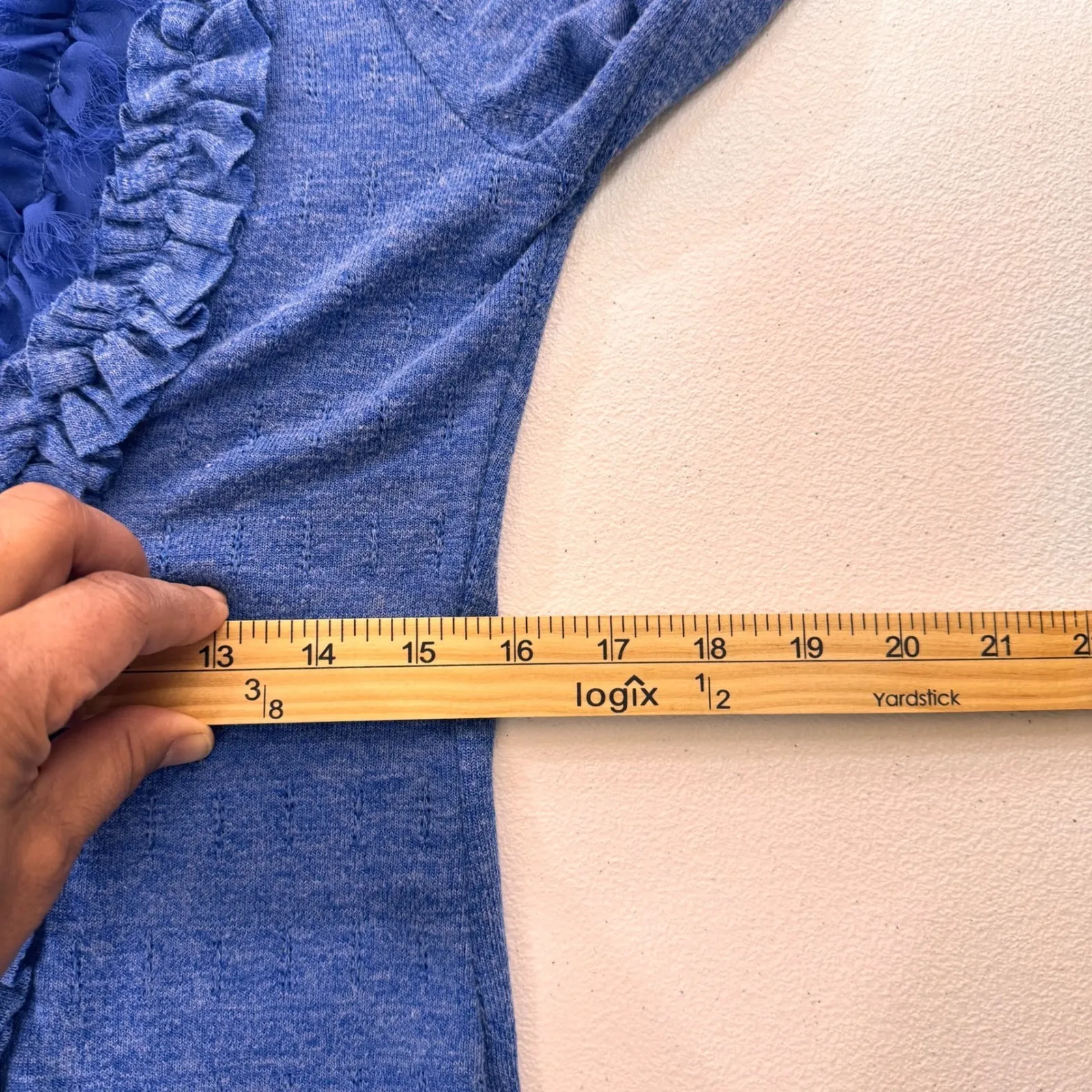 Tea‎ n Rose Blue Ruffle Zip Front Cardigan Sweater Womens M Fairycore  babydoll - Image 5