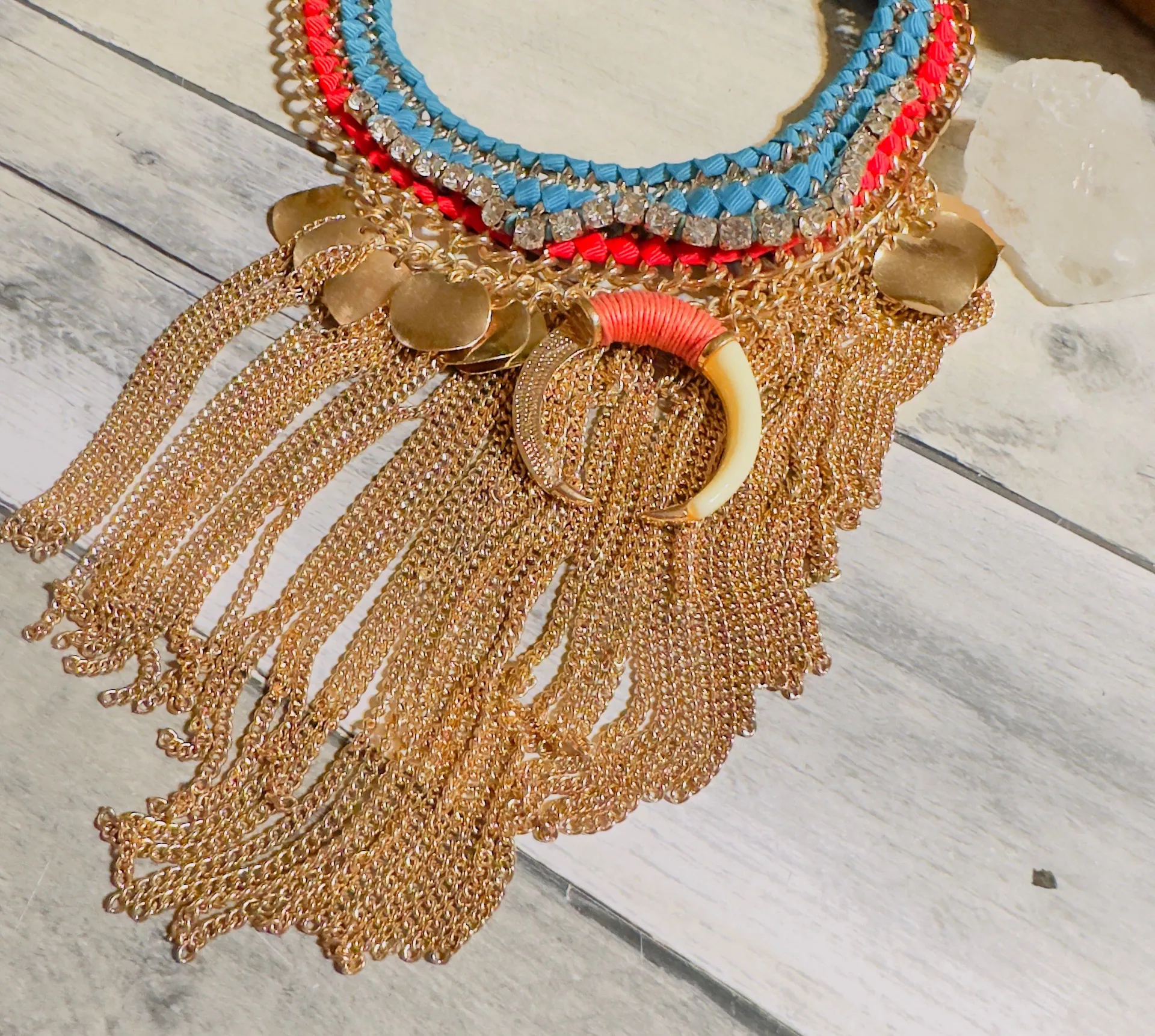 Tribal Ethnic Statement Necklace Boho Multiple - Image 6