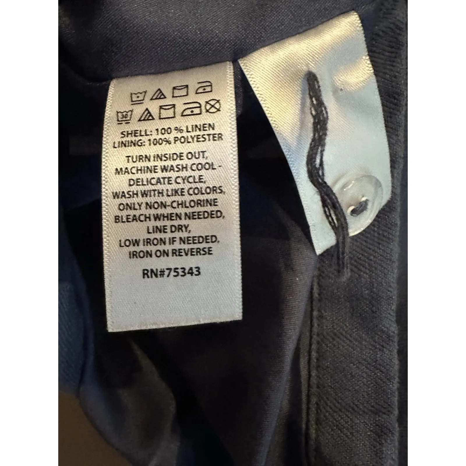 H Halston 100% Linen Blue Blazer Size S Jacket Preppy Country Club Fall Work EUC - Image 4