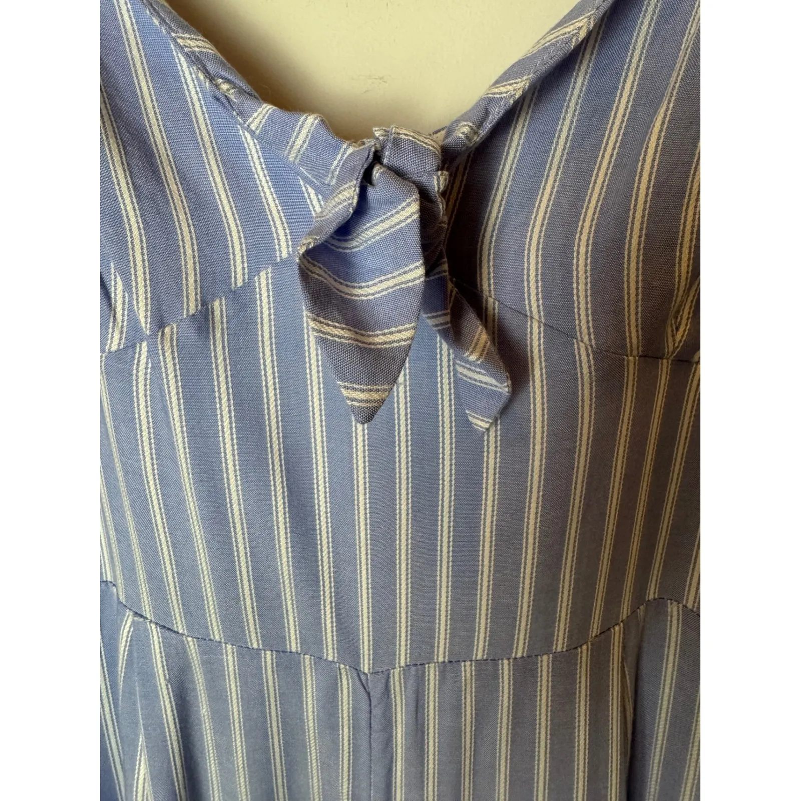 J Crew Jumpsuit Women 8 Blue White Striped Tie Front Cropped Wide Leg NWT Preppy - Image 8