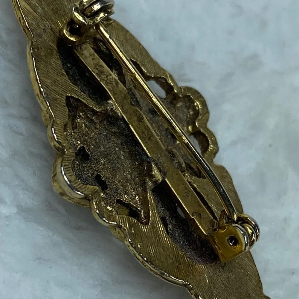 Vintage Clear Jelly Belly Small Faux Pearl Accents Gold Tone Pin Brooch - Image 11