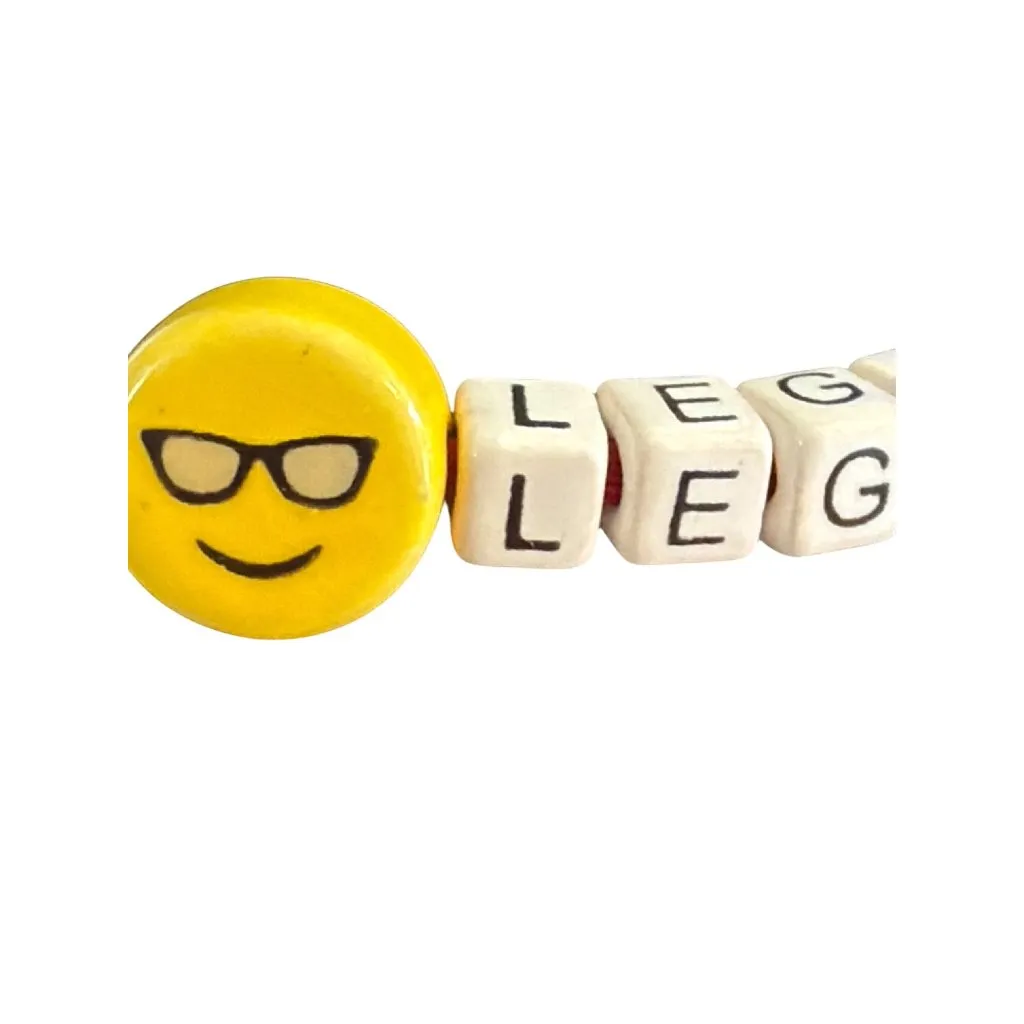 Venessa Arizaza Legend Bracelet Red Cord Adj Beaded Yellow Smiley Face 10.62g - Image 2