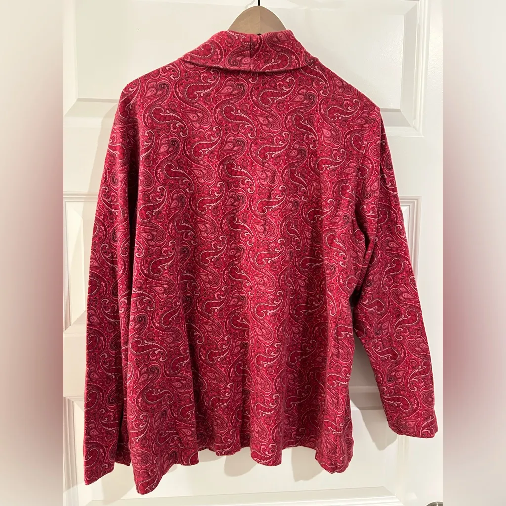 Lands End Paisley Turtleneck Top Red Pink Size 1X 16W / 18W - Image 6