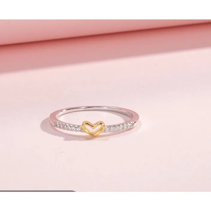 NEW PRETTY DAINTY‎ HEART RING | 925 STERLING SILVER RING, GOLD HEART RING SIZE 7 - Image 8