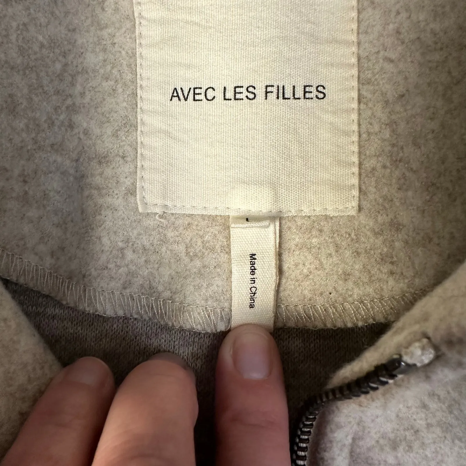 Avec Les Filles Women’s Relaxed Zip Front Jacket Cream Size L Felted Winter - Image 4