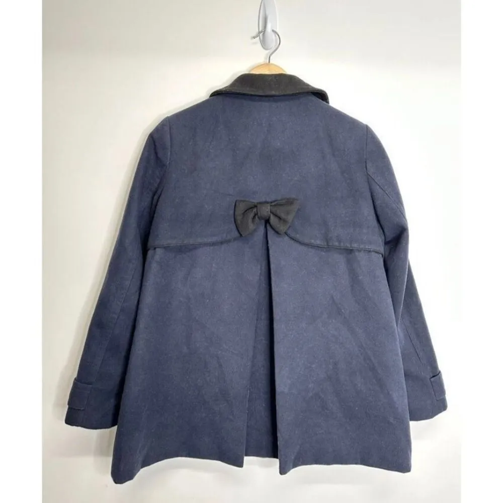 Just Ruby Women's Blue Pea Coat Jacket with Black Collar Size L - Image 4