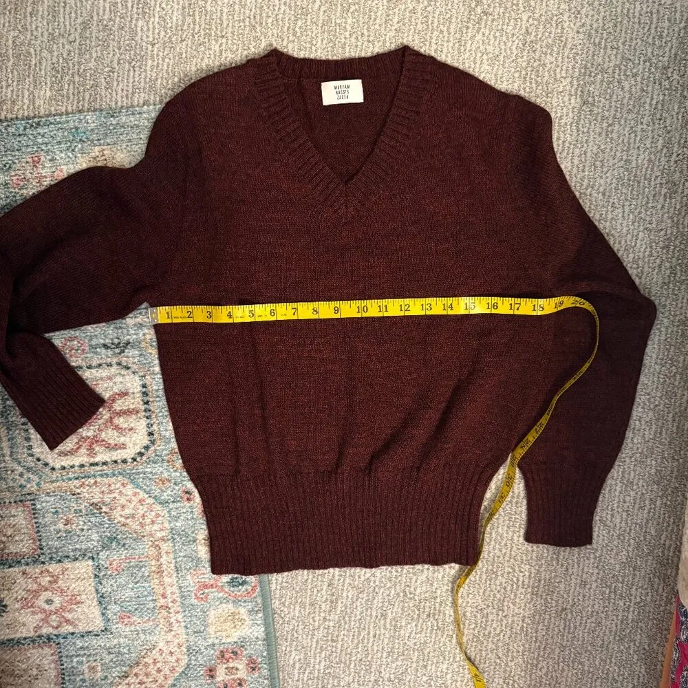 MARYAM NASSIR ZADEH Unisex Marino Wool Sweater Annora Merlot Maroon Large NWT Red - Image 8