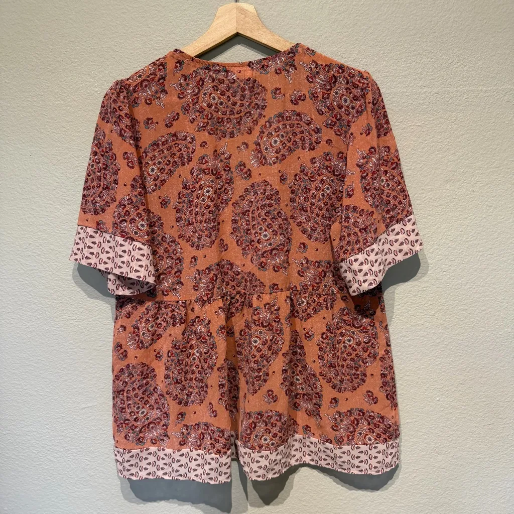 Knox Rose Floral Babydoll Peasant Top V-Neck Size Medium M Boho Western - Image 4