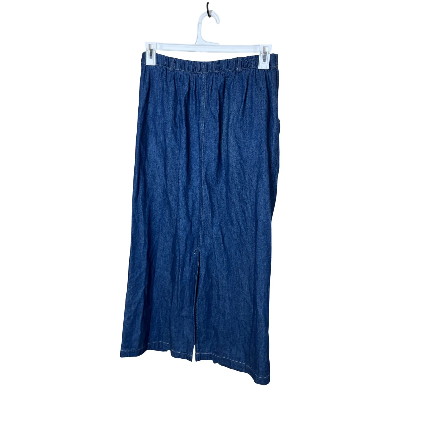 CAPACITY Women's Denim‎ Maxi Skirt Floral Corduroy Panel Slit Size L Brown - Image 5