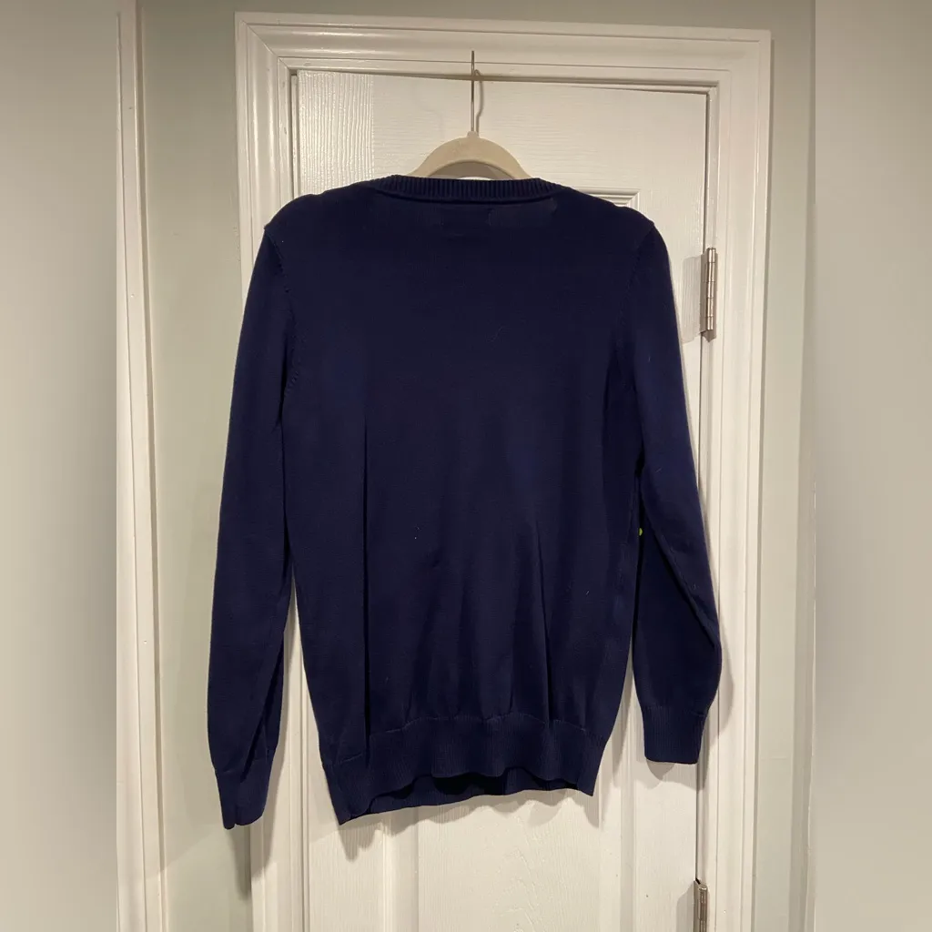 Kim Rogers Size S Navy Crew Neck Holiday Sweater Winter Hat Pom Pom Cotton - Image 8