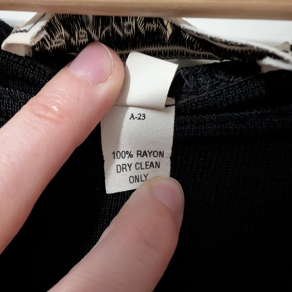 Vintage French Rags Knit Rayon Dress W2 Black Size 2 - Image 7