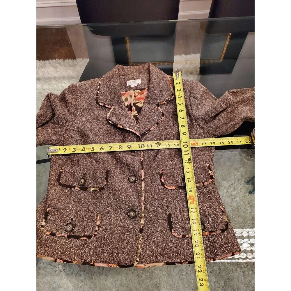 Ann Taylor Women's Gray Silk Single Breasted Long Sleeve Three Buttons Blazer 8 - Image 12